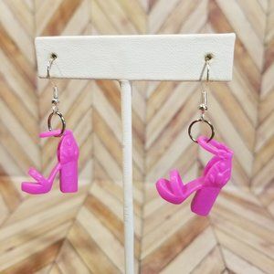 Fashion Doll Heels (Shoes) Earrings - Fushia